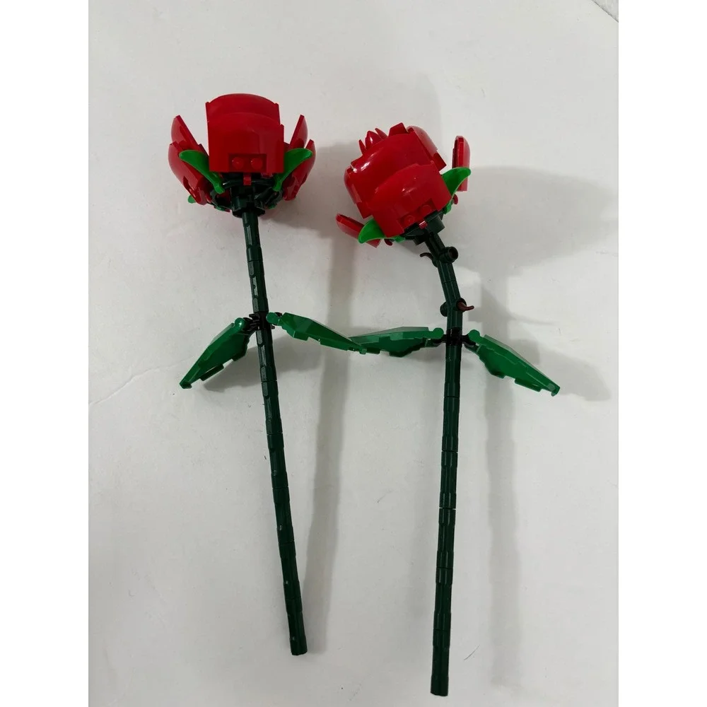 2 Lego Red‎ Roses Flower Building Blocks STEM Toy Display Decor 9.5 in